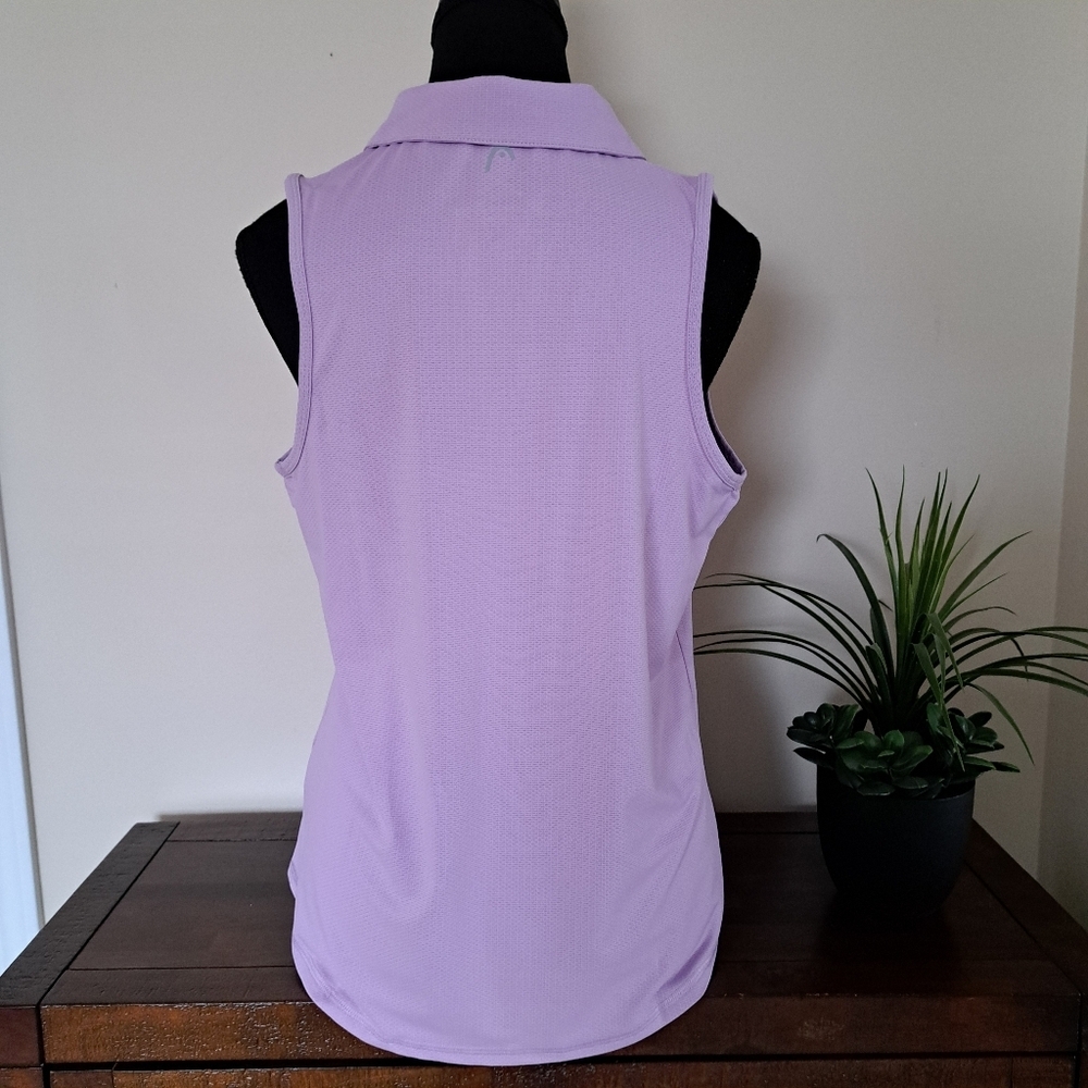 Head Polo Shirt Purple Lilac Women's Medium Activewear Top Sleeveless Golf - Picture 3 of 7
